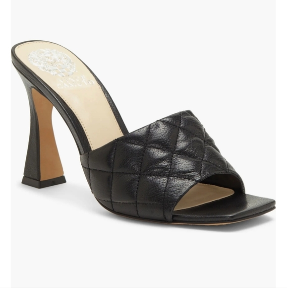 Vince Camuto Silver Quilted Mules Heeled Sandals NWT Size 9 - Picture 9 of 12